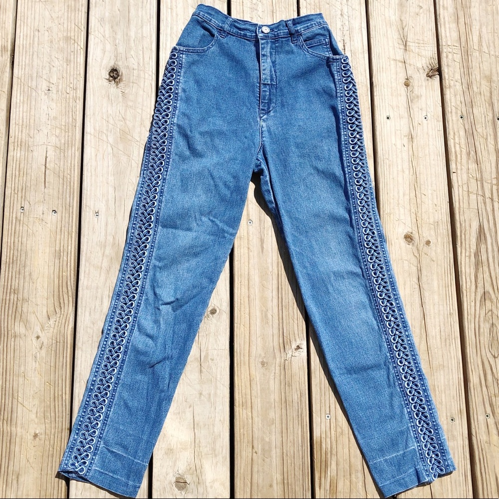 Sz 25 Hi-Waisted Embellished Skinny